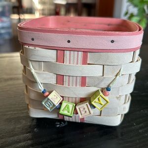 LONGABERGE RARE First Birthday Series 2013 Whitewash Pink Basket with Tie On